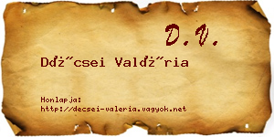 Décsei Valéria névjegykártya